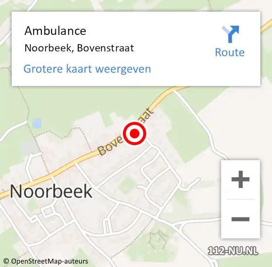 Locatie op kaart van de 112 melding: Ambulance Noorbeek, Bovenstraat op 13 juni 2014 14:02