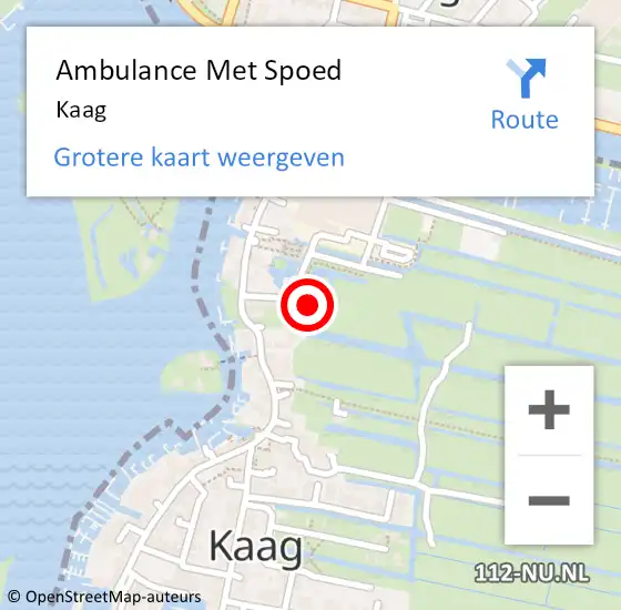 Locatie op kaart van de 112 melding: Ambulance Met Spoed Naar Kaag op 16 juni 2021 20:27
