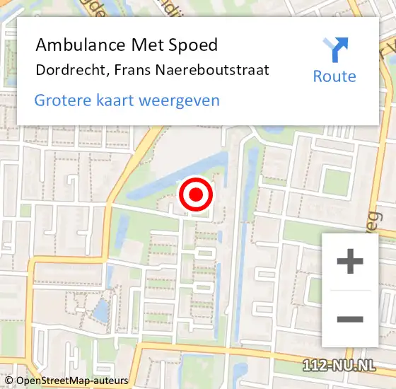 Locatie op kaart van de 112 melding: Ambulance Met Spoed Naar Dordrecht, Frans Naereboutstraat op 16 juni 2021 20:44