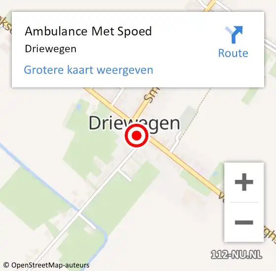 Locatie op kaart van de 112 melding: Ambulance Met Spoed Naar Driewegen op 16 juni 2021 20:46