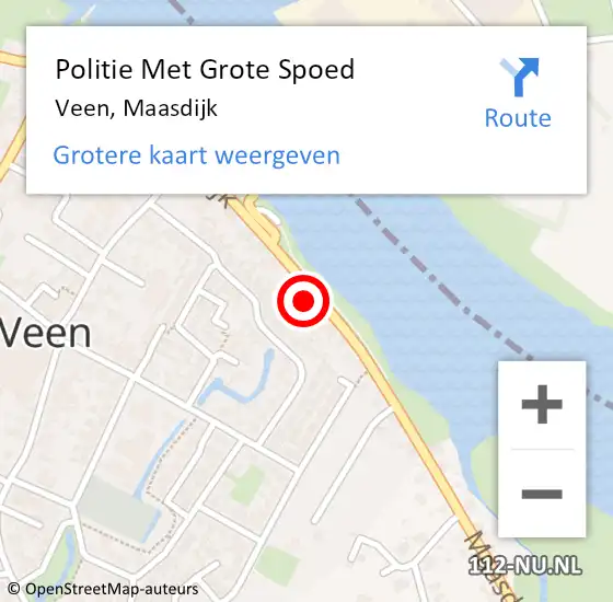 Locatie op kaart van de 112 melding: Politie Met Grote Spoed Naar Veen, Maasdijk op 16 juni 2021 20:47