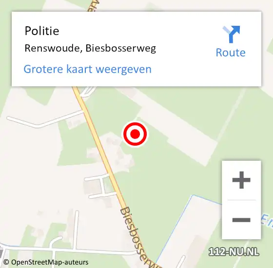 Locatie op kaart van de 112 melding: Politie Renswoude, Biesbosserweg op 16 juni 2021 20:47