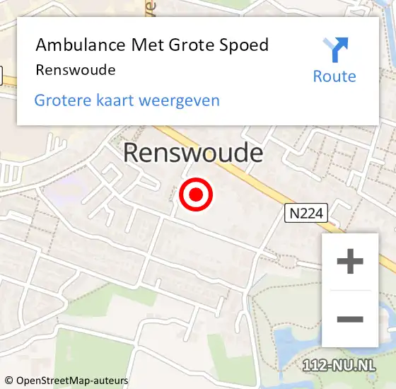 Locatie op kaart van de 112 melding: Ambulance Met Grote Spoed Naar Renswoude op 16 juni 2021 20:49