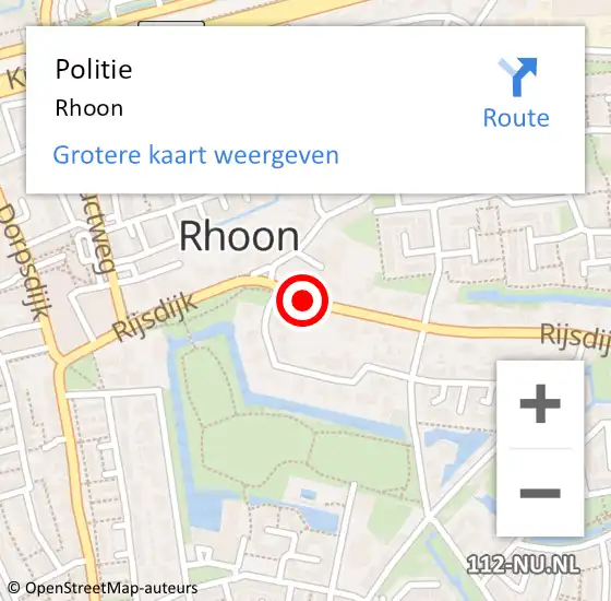 Locatie op kaart van de 112 melding: Politie Rhoon op 16 juni 2021 20:55