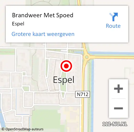 Locatie op kaart van de 112 melding: Brandweer Met Spoed Naar Espel op 16 juni 2021 21:02