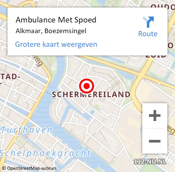 Locatie op kaart van de 112 melding: Ambulance Met Spoed Naar Alkmaar, Boezemsingel op 16 juni 2021 21:10