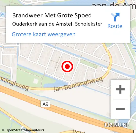 Locatie op kaart van de 112 melding: Brandweer Met Grote Spoed Naar Ouderkerk aan de Amstel, Scholekster op 16 juni 2021 22:05