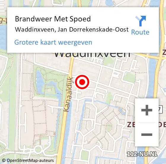 Locatie op kaart van de 112 melding: Brandweer Met Spoed Naar Waddinxveen, Jan Dorrekenskade-Oost op 16 juni 2021 22:13