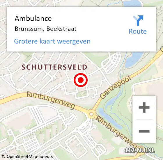 Locatie op kaart van de 112 melding: Ambulance Brunssum, Beekstraat op 13 juni 2014 14:11