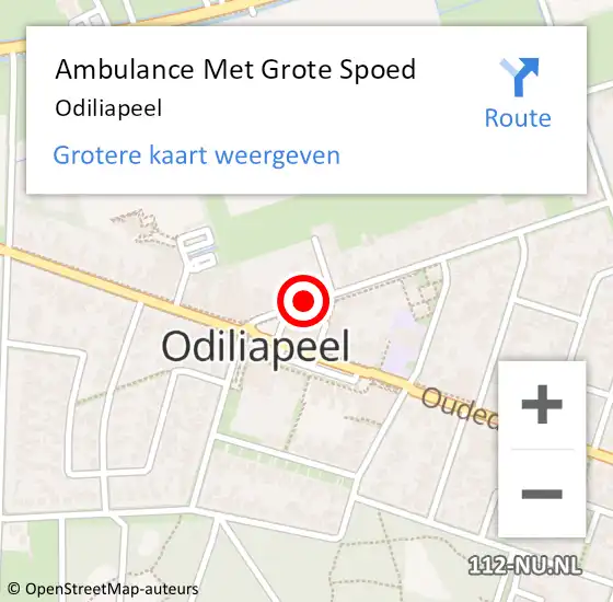 Locatie op kaart van de 112 melding: Ambulance Met Grote Spoed Naar Odiliapeel op 16 juni 2021 22:31