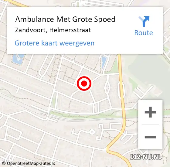 Locatie op kaart van de 112 melding: Ambulance Met Grote Spoed Naar Zandvoort, Helmersstraat op 16 juni 2021 22:33