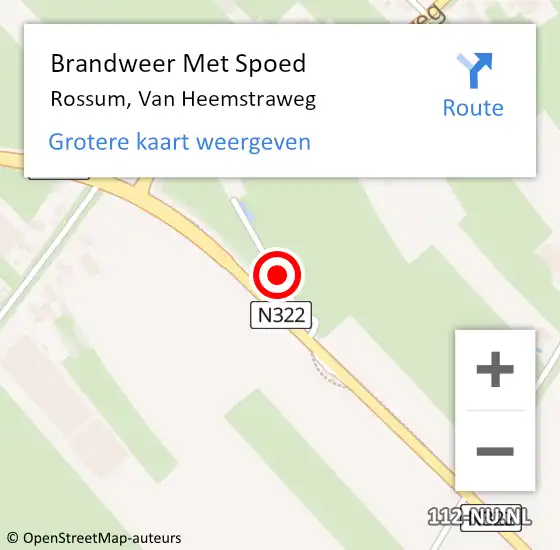 Locatie op kaart van de 112 melding: Brandweer Met Spoed Naar Rossum, Van Heemstraweg op 16 juni 2021 22:44