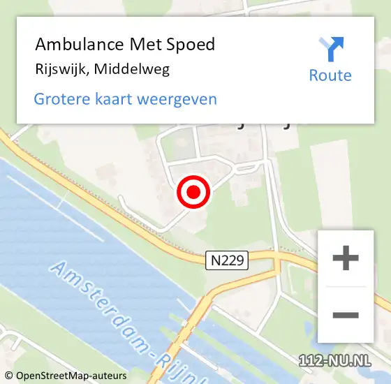 Locatie op kaart van de 112 melding: Ambulance Met Spoed Naar Rijswijk, Middelweg op 16 juni 2021 23:03