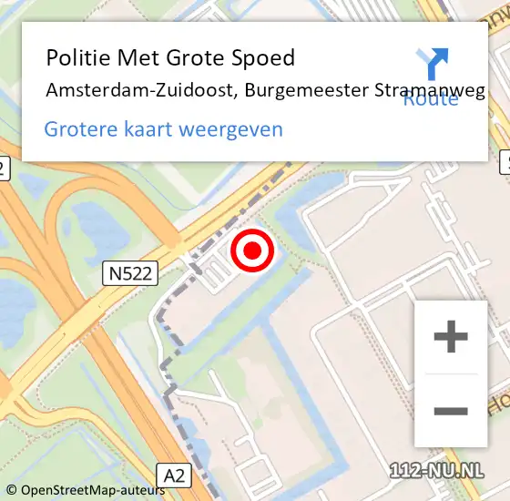 Locatie op kaart van de 112 melding: Politie Met Grote Spoed Naar Amsterdam-Zuidoost, Burgemeester Stramanweg op 16 juni 2021 23:14