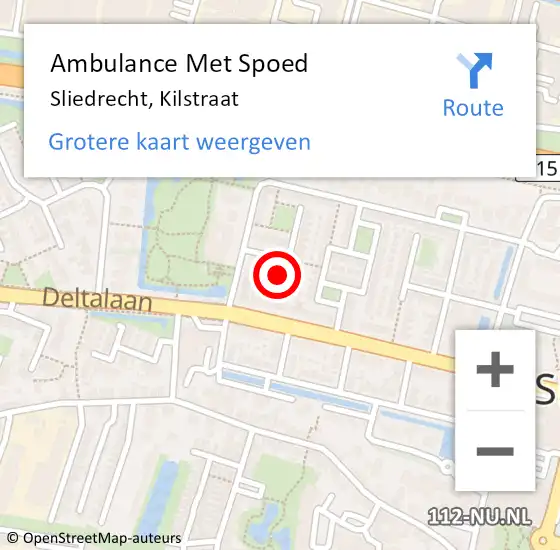 Locatie op kaart van de 112 melding: Ambulance Met Spoed Naar Sliedrecht, Kilstraat op 17 juni 2021 00:04