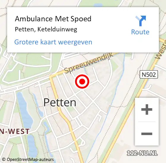 Locatie op kaart van de 112 melding: Ambulance Met Spoed Naar Petten, Ketelduinweg op 17 juni 2021 00:14