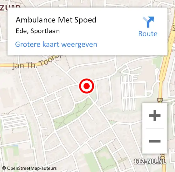 Locatie op kaart van de 112 melding: Ambulance Met Spoed Naar Ede, Sportlaan op 17 juni 2021 00:21