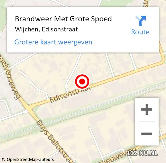Locatie op kaart van de 112 melding: Brandweer Met Grote Spoed Naar Wijchen, Edisonstraat op 17 juni 2021 00:39
