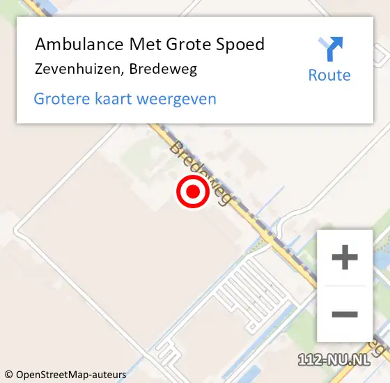 Locatie op kaart van de 112 melding: Ambulance Met Grote Spoed Naar Zevenhuizen, Bredeweg op 17 juni 2021 00:43