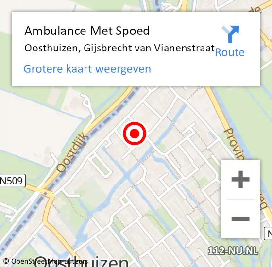 Locatie op kaart van de 112 melding: Ambulance Met Spoed Naar Oosthuizen, Gijsbrecht van Vianenstraat op 17 juni 2021 00:50