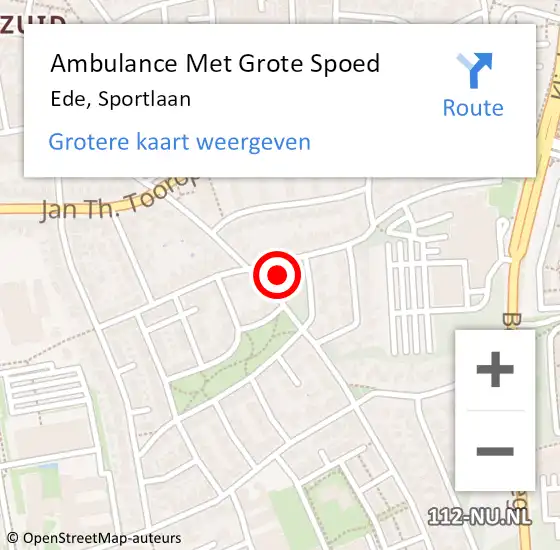 Locatie op kaart van de 112 melding: Ambulance Met Grote Spoed Naar Ede, Sportlaan op 17 juni 2021 01:15