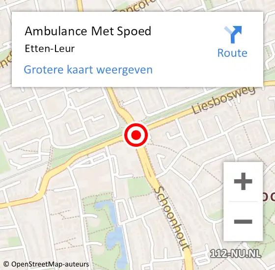 Locatie op kaart van de 112 melding: Ambulance Met Spoed Naar Etten-Leur op 17 juni 2021 01:45