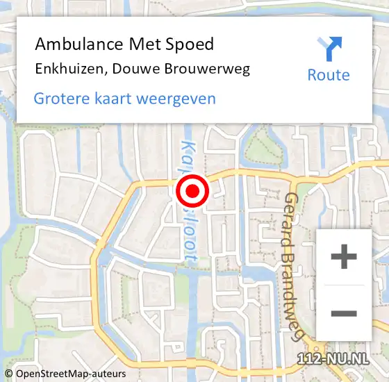 Locatie op kaart van de 112 melding: Ambulance Met Spoed Naar Enkhuizen, Douwe Brouwerweg op 17 juni 2021 02:06