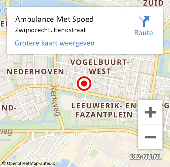 Locatie op kaart van de 112 melding: Ambulance Met Spoed Naar Zwijndrecht, Eendstraat op 17 juni 2021 02:37