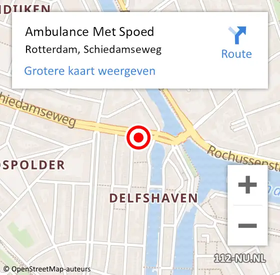 Locatie op kaart van de 112 melding: Ambulance Met Spoed Naar Rotterdam, Schiedamseweg op 17 juni 2021 02:39