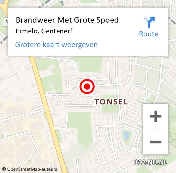 Locatie op kaart van de 112 melding: Brandweer Met Grote Spoed Naar Ermelo, Gentenerf op 17 juni 2021 03:15