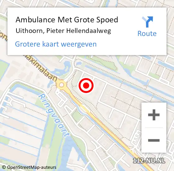 Locatie op kaart van de 112 melding: Ambulance Met Grote Spoed Naar Uithoorn, Pieter Hellendaalweg op 17 juni 2021 03:17