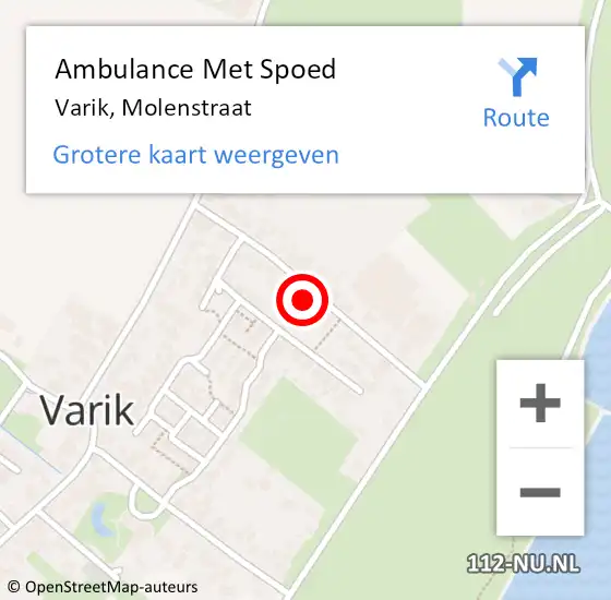 Locatie op kaart van de 112 melding: Ambulance Met Spoed Naar Varik, Molenstraat op 17 juni 2021 03:24