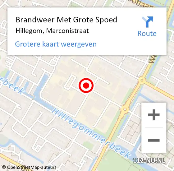 Locatie op kaart van de 112 melding: Brandweer Met Grote Spoed Naar Hillegom, Marconistraat op 17 juni 2021 03:55