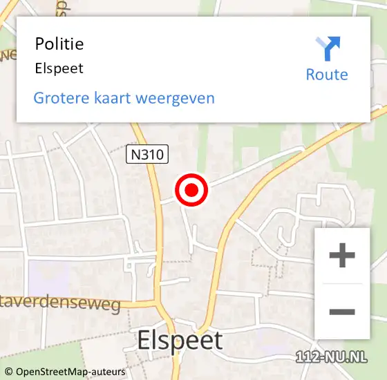 Locatie op kaart van de 112 melding: Politie Elspeet op 17 juni 2021 05:03