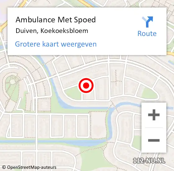 Locatie op kaart van de 112 melding: Ambulance Met Spoed Naar Duiven, Koekoeksbloem op 17 juni 2021 05:37