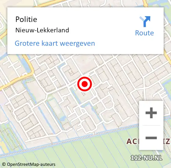 Locatie op kaart van de 112 melding: Politie Nieuw-Lekkerland op 17 juni 2021 05:59