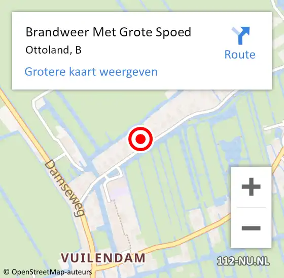 Locatie op kaart van de 112 melding: Brandweer Met Grote Spoed Naar Ottoland, B op 17 juni 2021 06:05