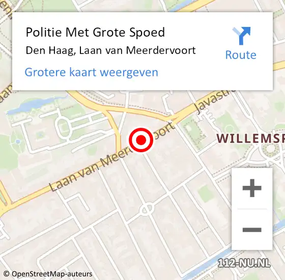 Locatie op kaart van de 112 melding: Politie Met Grote Spoed Naar Den Haag, Laan van Meerdervoort op 17 juni 2021 07:02