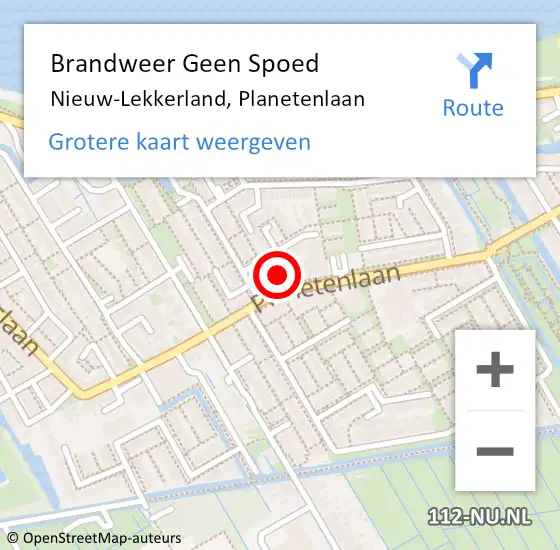 Locatie op kaart van de 112 melding: Brandweer Geen Spoed Naar Nieuw-Lekkerland, Planetenlaan op 17 juni 2021 07:23