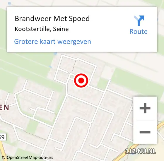 Locatie op kaart van de 112 melding: Brandweer Met Spoed Naar Kootstertille, Seine op 17 juni 2021 07:29