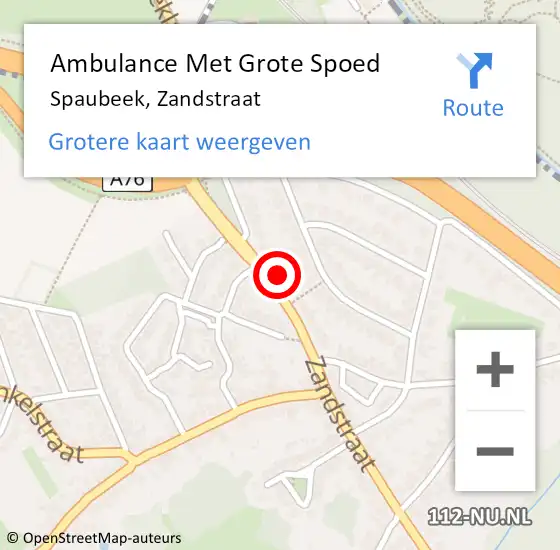 Locatie op kaart van de 112 melding: Ambulance Met Grote Spoed Naar Spaubeek, Zandstraat op 17 juni 2021 07:53