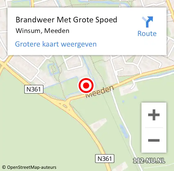 Locatie op kaart van de 112 melding: Brandweer Met Grote Spoed Naar Winsum, Meeden op 17 juni 2021 08:00