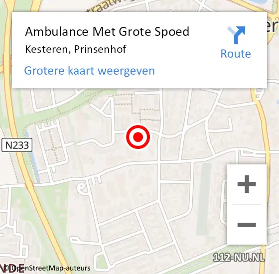 Locatie op kaart van de 112 melding: Ambulance Met Grote Spoed Naar Kesteren, Prinsenhof op 17 juni 2021 08:13