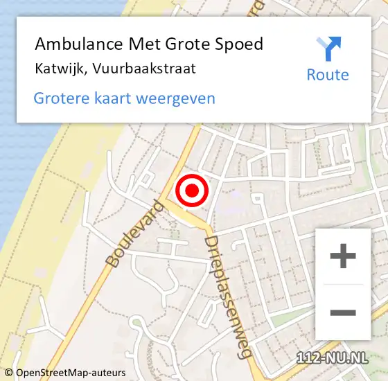 Locatie op kaart van de 112 melding: Ambulance Met Grote Spoed Naar Katwijk, Vuurbaakstraat op 17 juni 2021 08:34