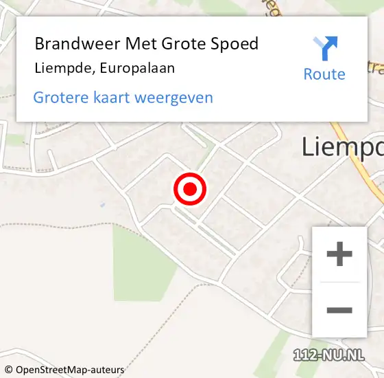 Locatie op kaart van de 112 melding: Brandweer Met Grote Spoed Naar Liempde, Europalaan op 17 juni 2021 08:36