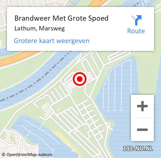 Locatie op kaart van de 112 melding: Brandweer Met Grote Spoed Naar Lathum, Marsweg op 17 juni 2021 08:38