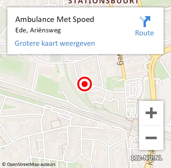 Locatie op kaart van de 112 melding: Ambulance Met Spoed Naar Ede, Ariënsweg op 17 juni 2021 08:53