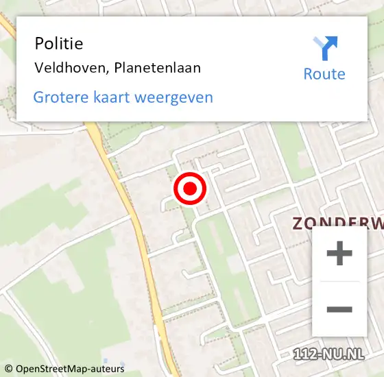 Locatie op kaart van de 112 melding: Politie Veldhoven, Planetenlaan op 17 juni 2021 08:53