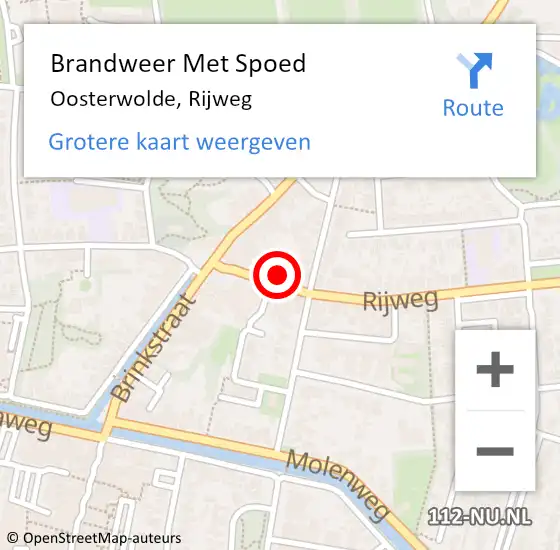 Locatie op kaart van de 112 melding: Brandweer Met Spoed Naar Oosterwolde, Rijweg op 17 juni 2021 09:46