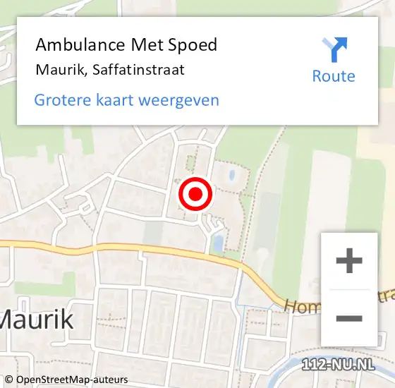 Locatie op kaart van de 112 melding: Ambulance Met Spoed Naar Maurik, Saffatinstraat op 17 juni 2021 09:50